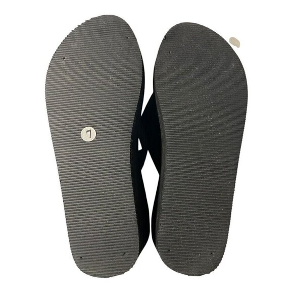 Hawaiian Womens Flip Flop Sandals~Size 7~Black Green Floral Wedge Shoe P7 17 - Picture 8 of 8